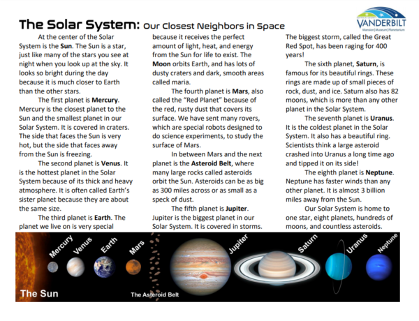 Exploring the Solar System - Planetarium Live Lecture Program